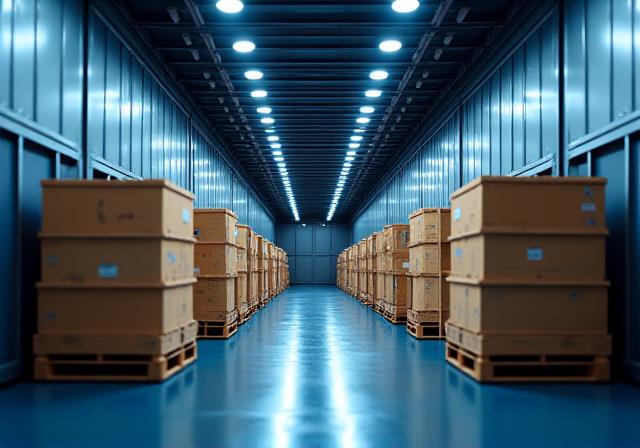 Professionally organized LTL freight pallets inside a modern semi-trailer