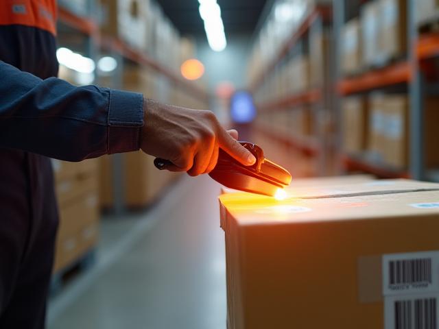 Worker scanning and processing an e-commerce return package